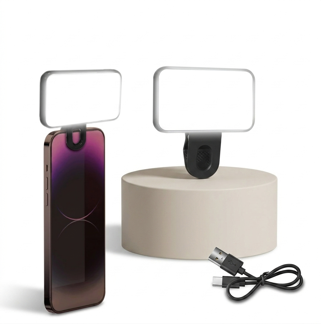 Mini lumière LED rechargeable pour selfie 3 modes de couleur luminosité réglable clip pour téléphone et ordinateur photographie et vidéo