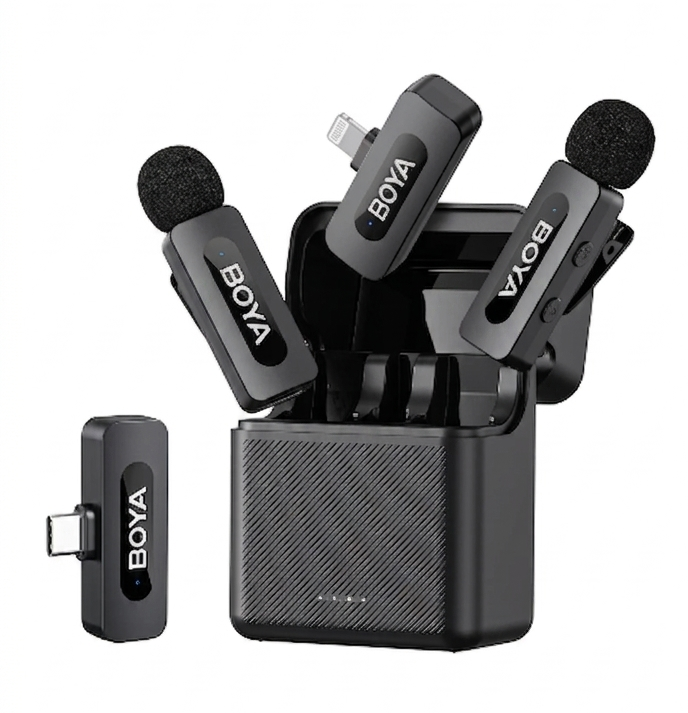 Micro cravate sans fil BOYA rechargeable avec réduction de bruit – compatible iPhone, Android et caméra
