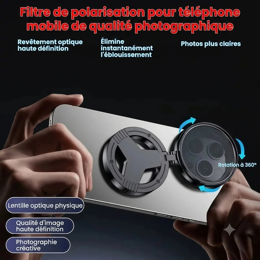 Filtre Smartphone Anti-Reflets Lumière  & Couleurs Éclatantes ( Magnétique )