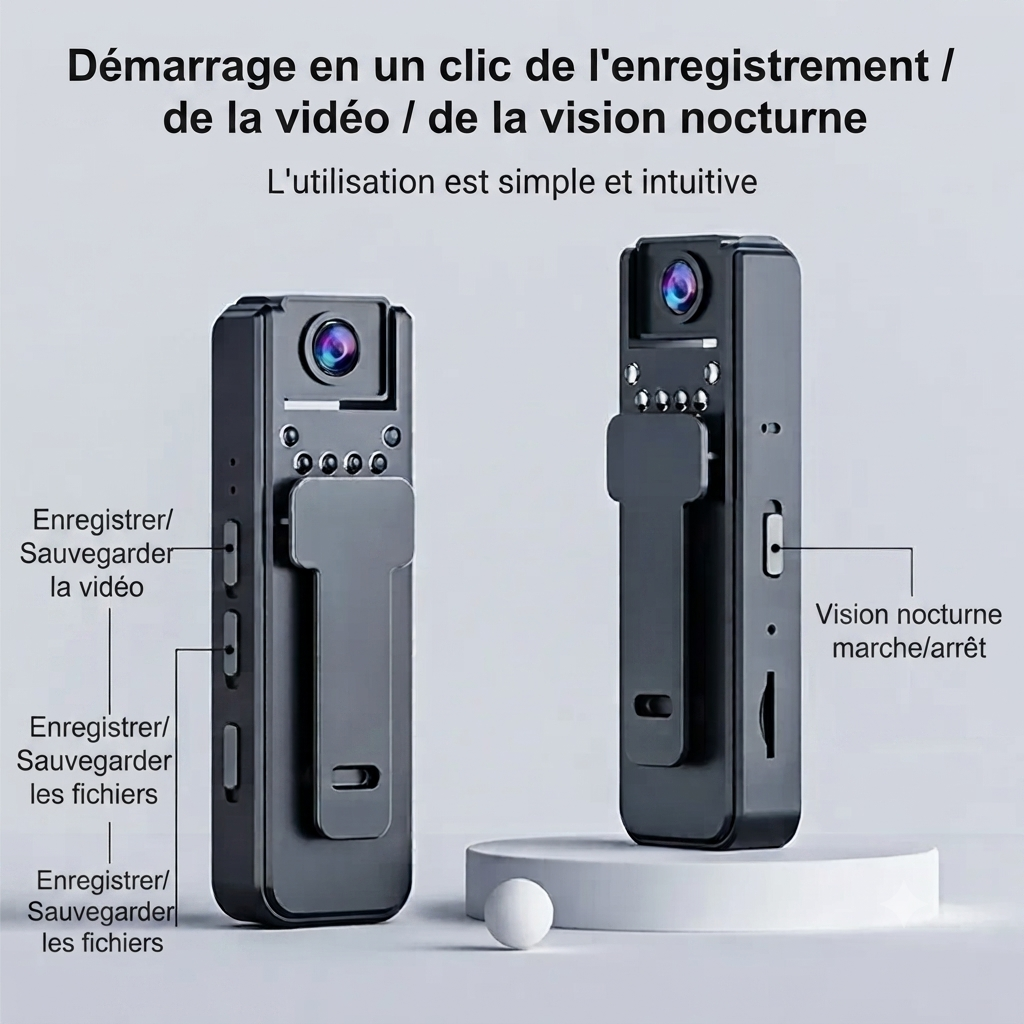 Mini caméra portable HD 1080P enregistreur vidéo vision nocturne