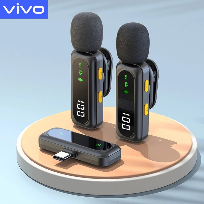 Micro sans fil VIVO avec réduction de bruit connexion Type-C pour iPhone 15 à 17 Android PC streaming et enregistrement audio
