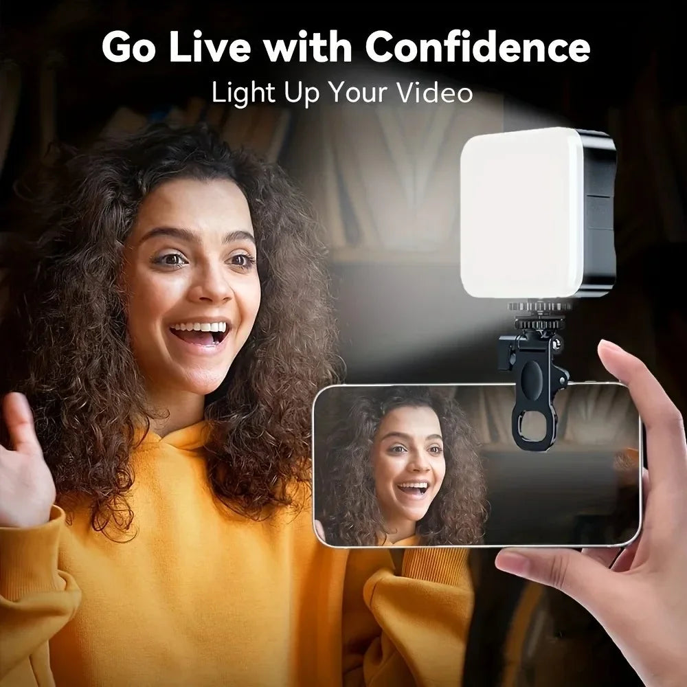 Mini lumière LED rechargeable pour selfie rotation 180° clip pour téléphone ordinateur et caméra photographie et vidéo