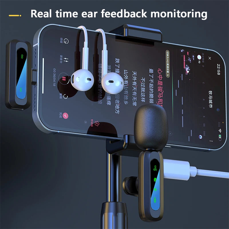 Micro sans fil VIVO avec réduction de bruit connexion Type-C pour iPhone 15 à 17 Android PC streaming et enregistrement audio