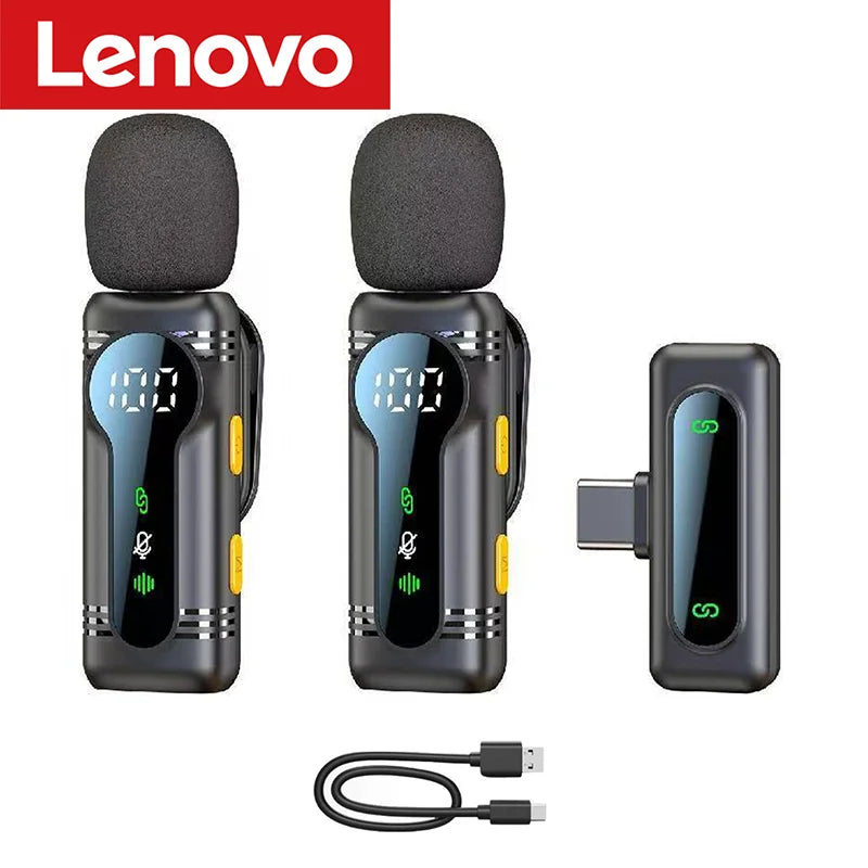 Lenovo Magnetic Noise Cancelling Wireless Microphone Portable with iPhone Android PC Must Have for Live Streaming Interviews