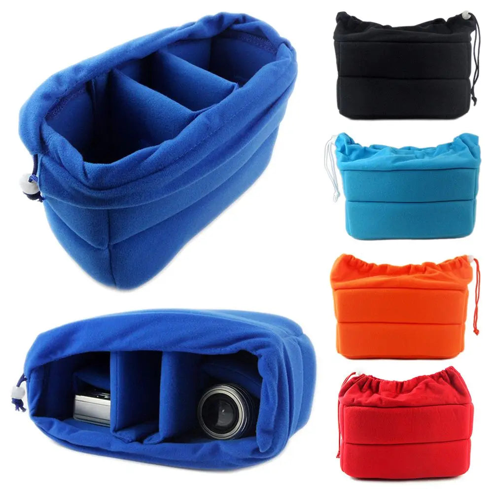 Sac de protection pour caméra et objectif avec compartiments rembourrés en velours anti-choc pour appareils Canon Nikon Sony DSLR