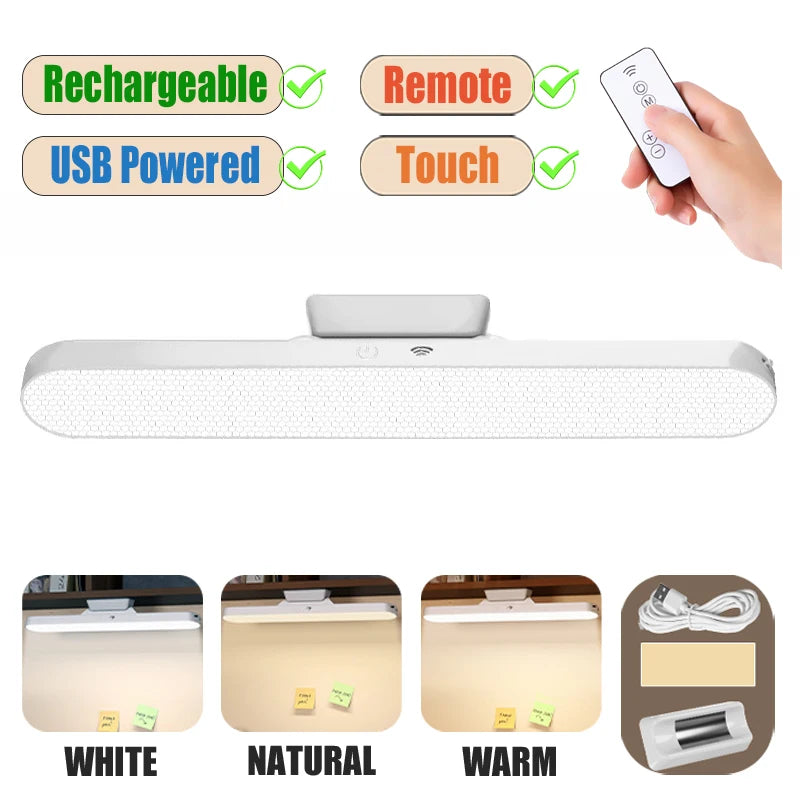 Lampe LED de bureau rechargeable USB avec télécommande magnétique 3 couleurs intensité réglable protection des yeux lecture et apprentissage