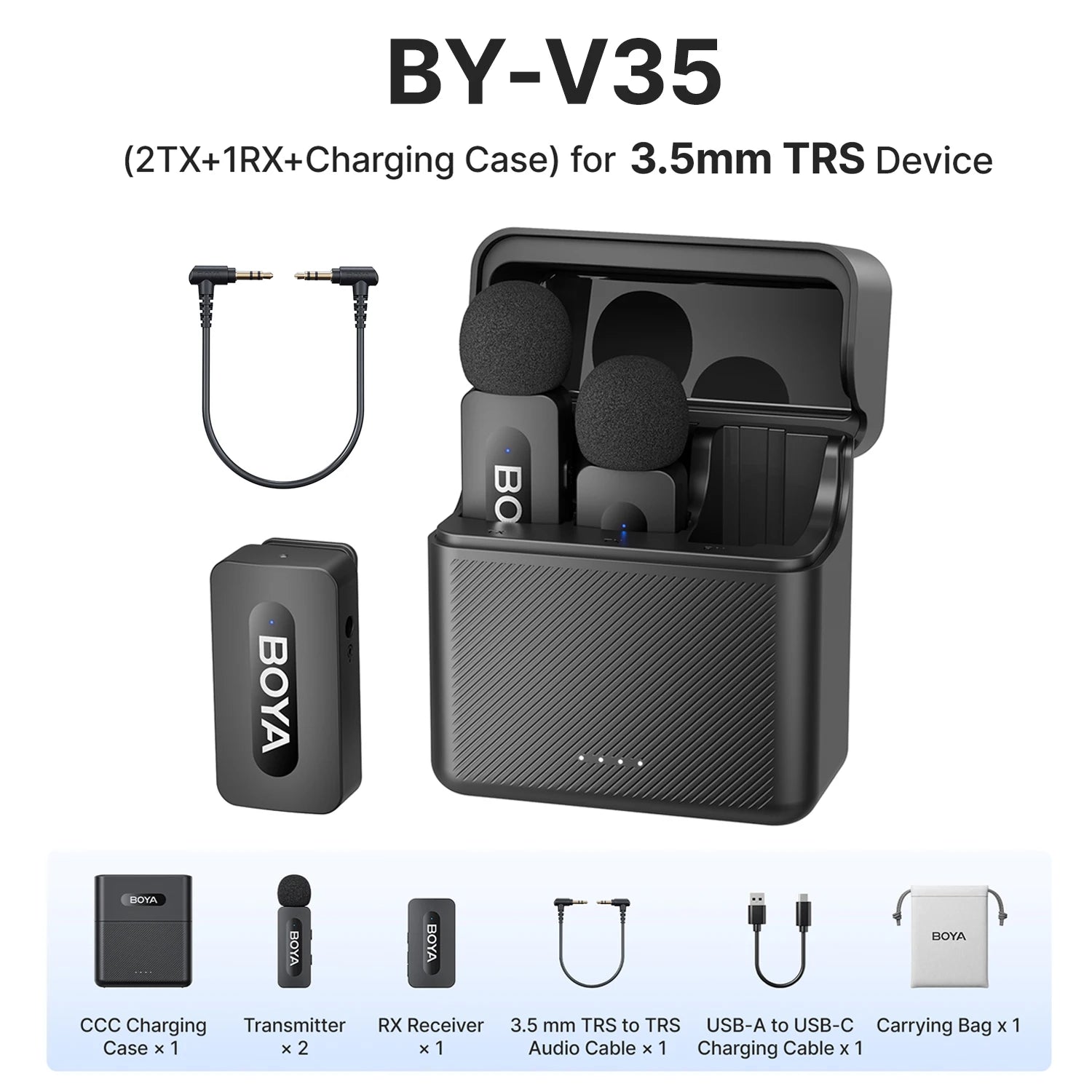 Micro cravate sans fil BOYA rechargeable avec réduction de bruit – compatible iPhone, Android et caméra