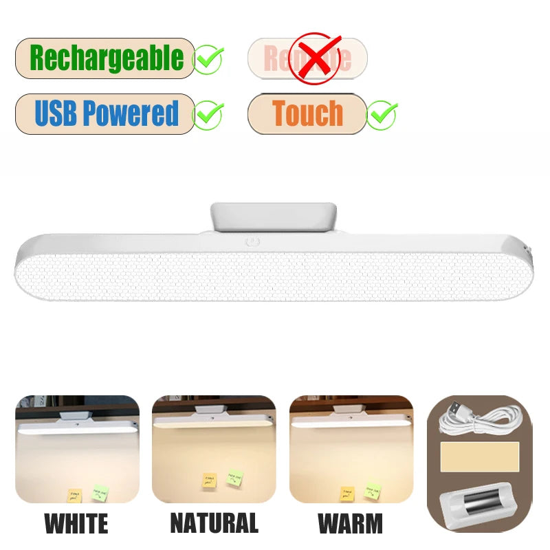 Lampe LED de bureau rechargeable USB avec télécommande magnétique 3 couleurs intensité réglable protection des yeux lecture et apprentissage