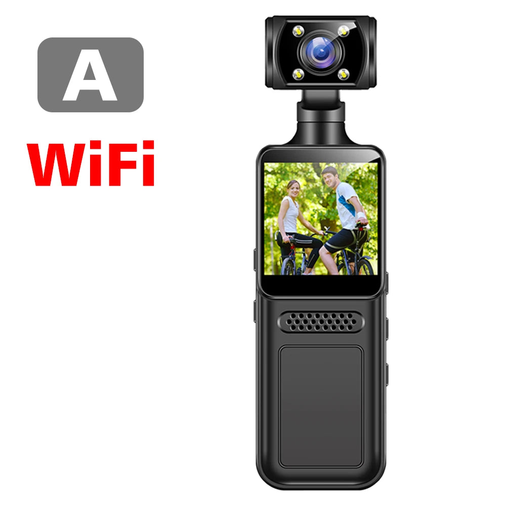 Caméra d’action portable 4K Ultra HD rotative 180° avec WiFi vision nocturne infrarouge pour vlog sport vélo et enregistrement vidéo
