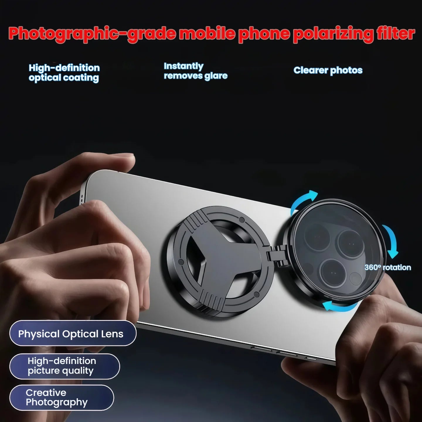 Filtre polarisant magnétique pour téléphone CPL anti-reflet avec traitement optique effet étoile HD pour photographie et vidéo