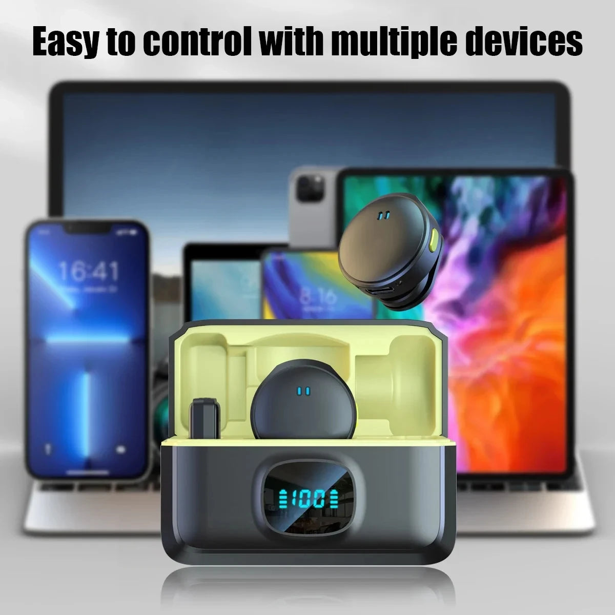Micro cravate sans fil 2,4 GHz avec fixation magnétique et boîtier de charge pour enregistrement vidéo plug and play