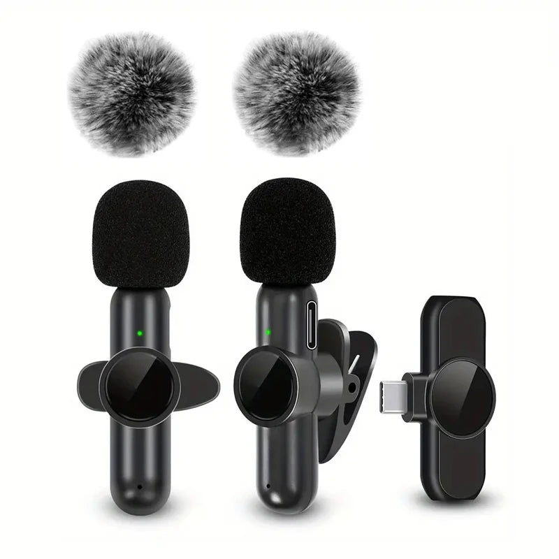 Micro sans fil Lavalier avec protection anti-vent mini microphone pour enregistrement audio et vidéo compatible iPhone Android mobile