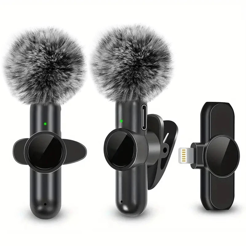 Micro sans fil Lavalier avec protection anti-vent mini microphone pour enregistrement audio et vidéo compatible iPhone Android mobile