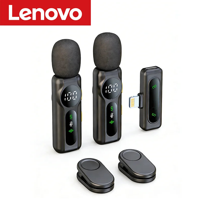 Lenovo Magnetic Noise Cancelling Wireless Microphone Portable with iPhone Android PC Must Have for Live Streaming Interviews