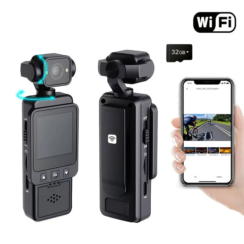 OnePlus 4K Handheld Sports Pocket Camera Display 180° Rotatable WiFi Wireless Video Recorder Built-in Fill Light Motion Camera
