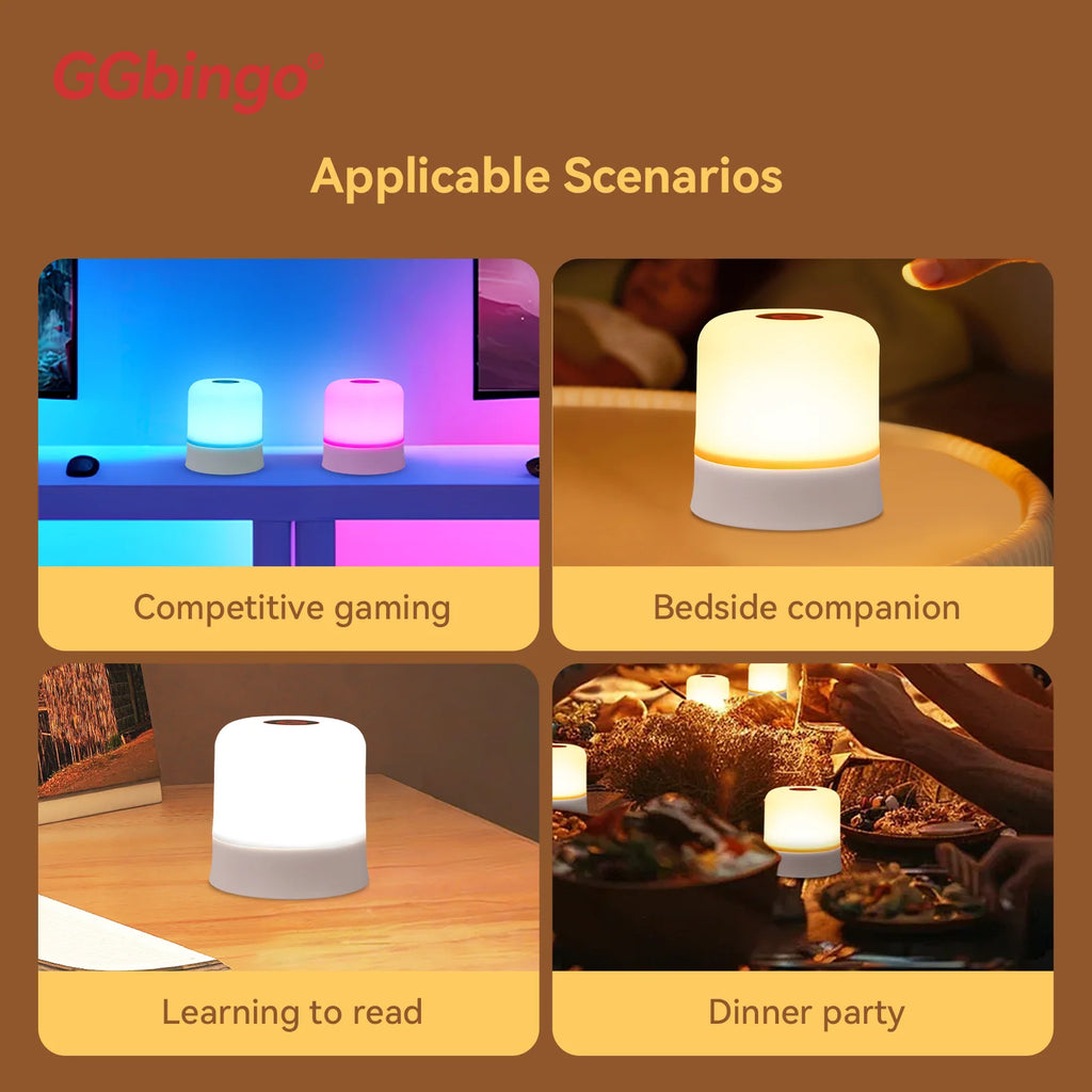 Lampe de table LED tactile GGbingo rechargeable avec télécommande RGB intensité réglable lumière d’ambiance chambre et salon