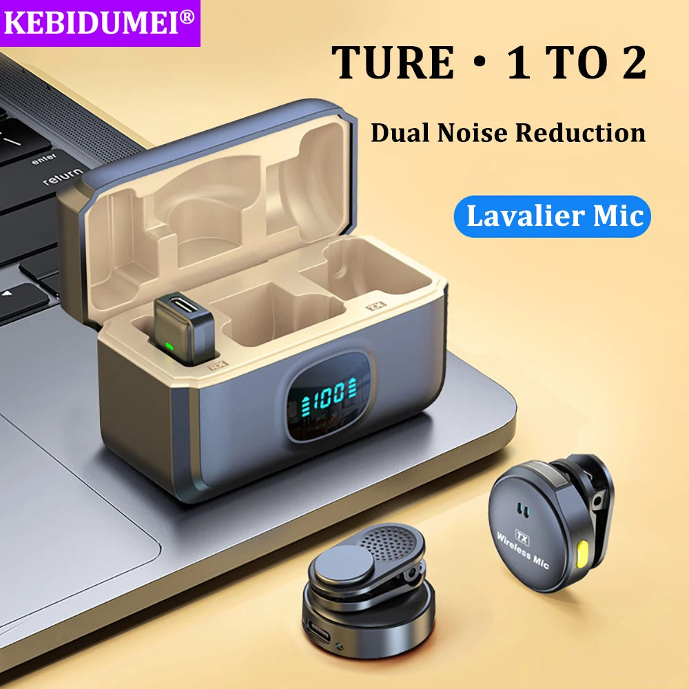 Micro cravate sans fil 2,4 GHz avec fixation magnétique et boîtier de charge pour enregistrement vidéo plug and play