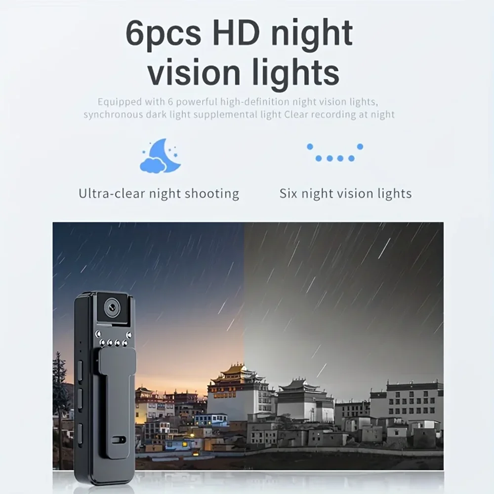 Mini caméra portable A8 HD 1080P enregistreur vidéo vision nocturne infrarouge caméra compacte pour surveillance et enregistrement