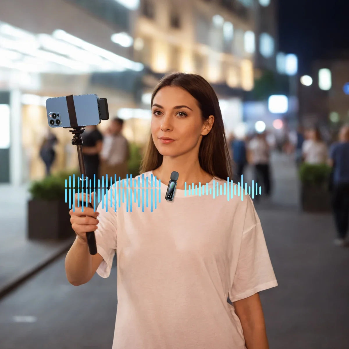 Micro sans fil VIVO avec réduction de bruit connexion Type-C pour iPhone 15 à 17 Android PC streaming et enregistrement audio