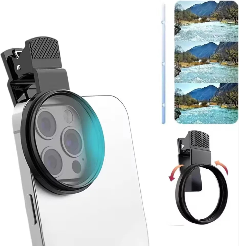 Filtre polarisant circulaire CPL 52 mm universel à clip pour smartphone et caméra compatible iPhone 17 16 15 14 photographie professionnelle