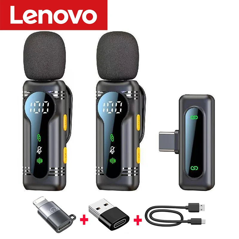 Lenovo Magnetic Noise Cancelling Wireless Microphone Portable with iPhone Android PC Must Have for Live Streaming Interviews
