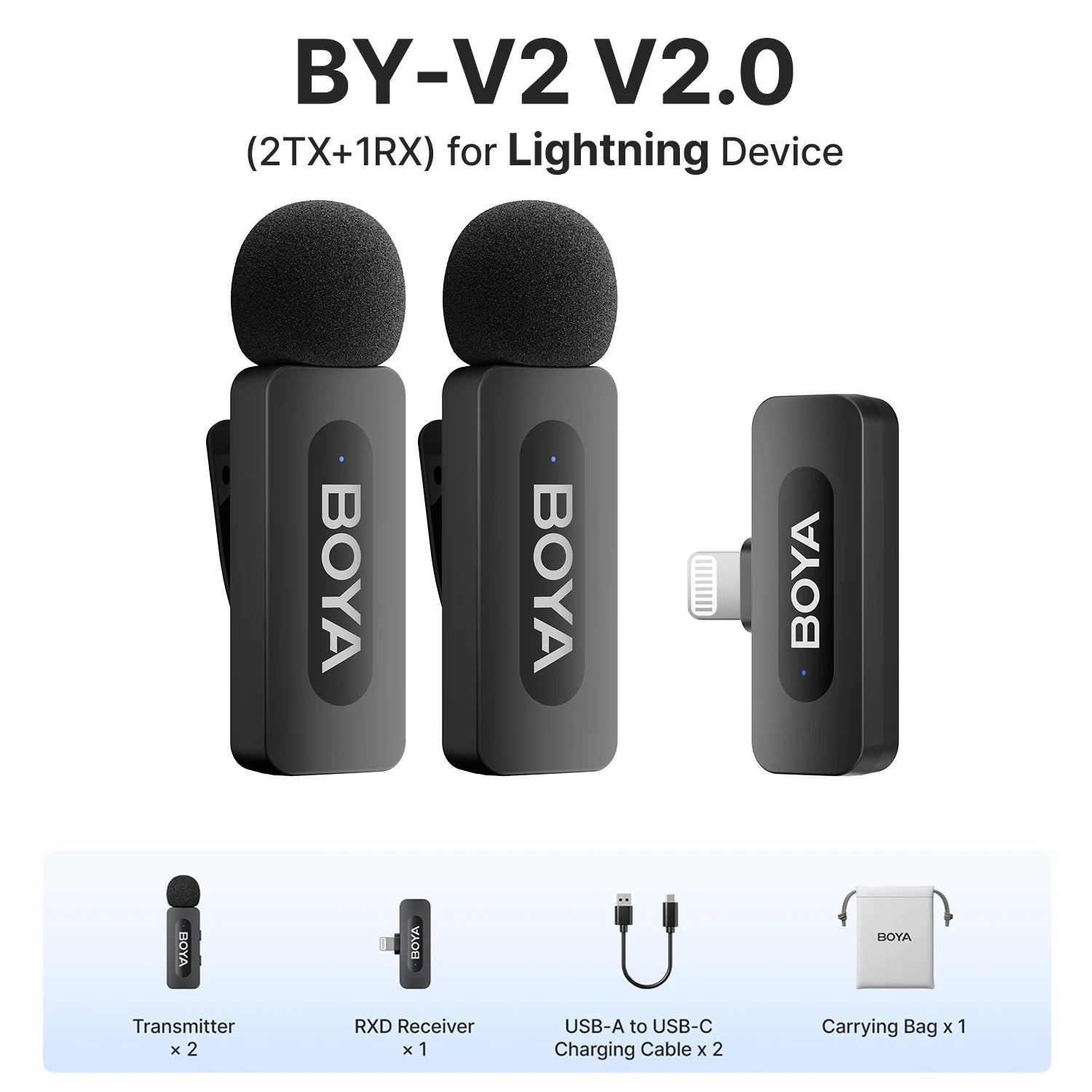 Micro cravate sans fil BOYA rechargeable avec réduction de bruit – compatible iPhone, Android et caméra