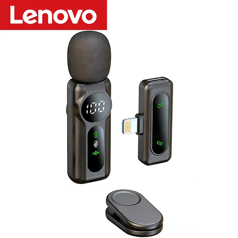Lenovo Magnetic Noise Cancelling Wireless Microphone Portable with iPhone Android PC Must Have for Live Streaming Interviews
