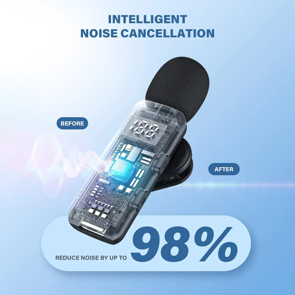 Lenovo Magnetic Noise Cancelling Wireless Microphone Portable with iPhone Android PC Must Have for Live Streaming Interviews