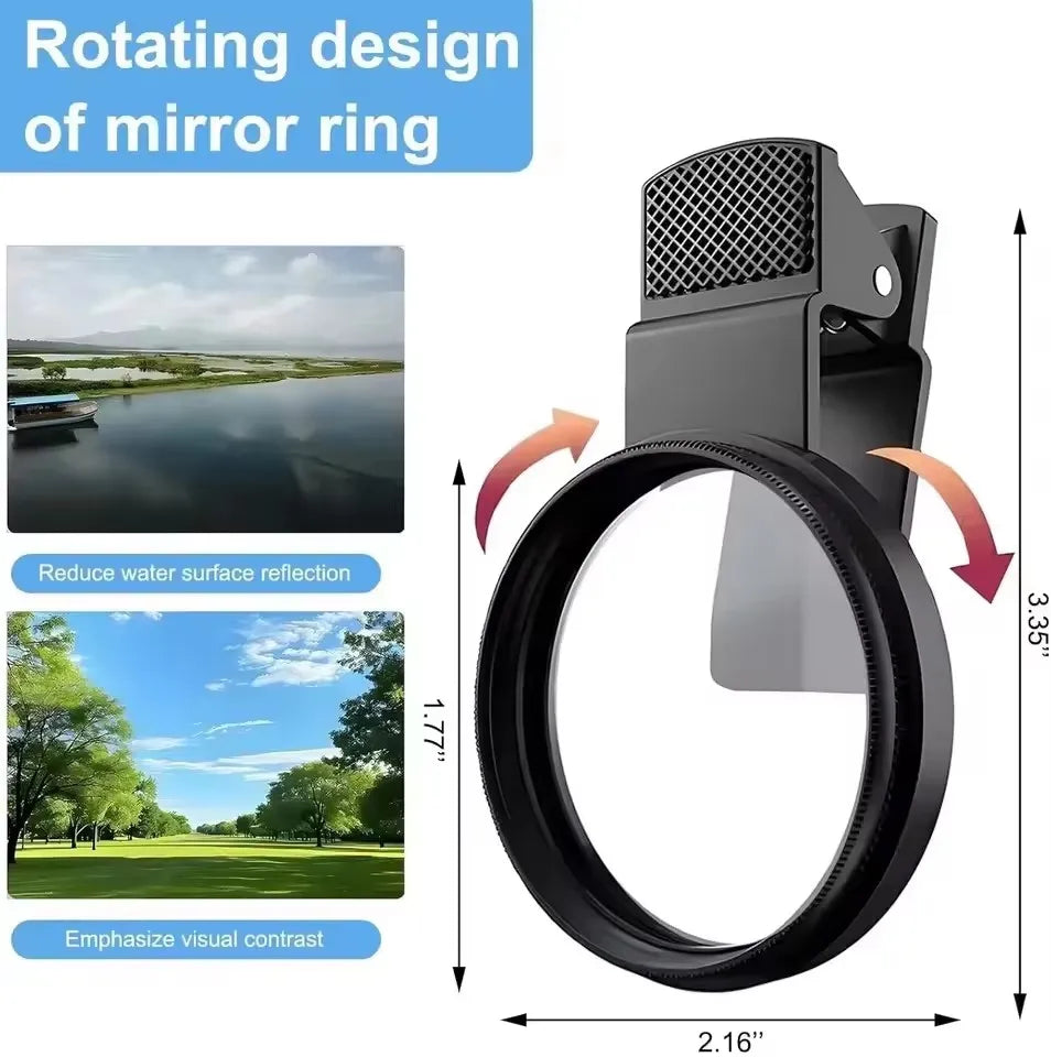 Filtre polarisant circulaire CPL 52 mm universel à clip pour smartphone et caméra compatible iPhone 17 16 15 14 photographie professionnelle