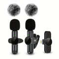 Micro sans fil Lavalier avec protection anti-vent mini microphone pour enregistrement audio et vidéo compatible iPhone Android mobile