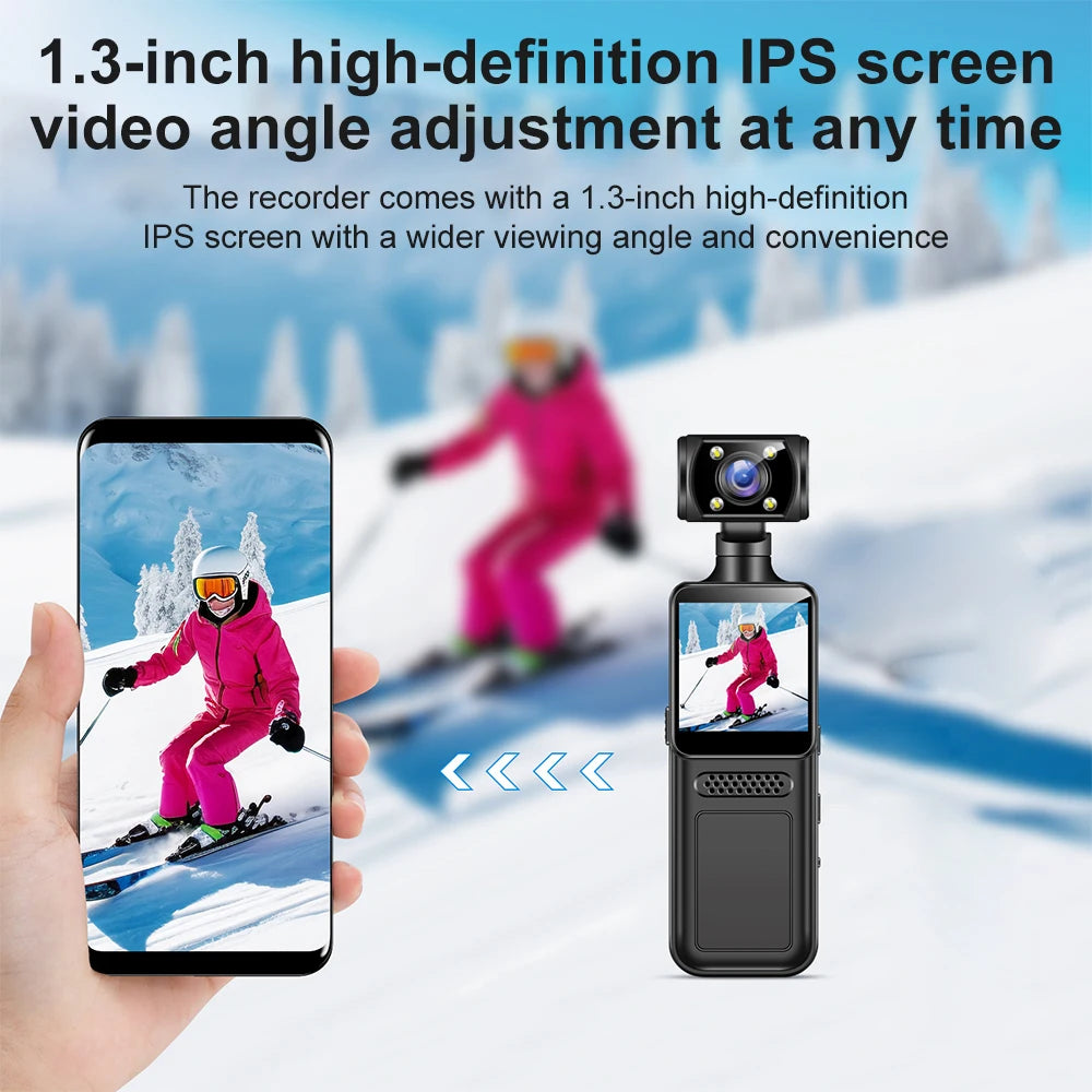Caméra d’action portable 4K Ultra HD rotative 180° avec WiFi vision nocturne infrarouge pour vlog sport vélo et enregistrement vidéo