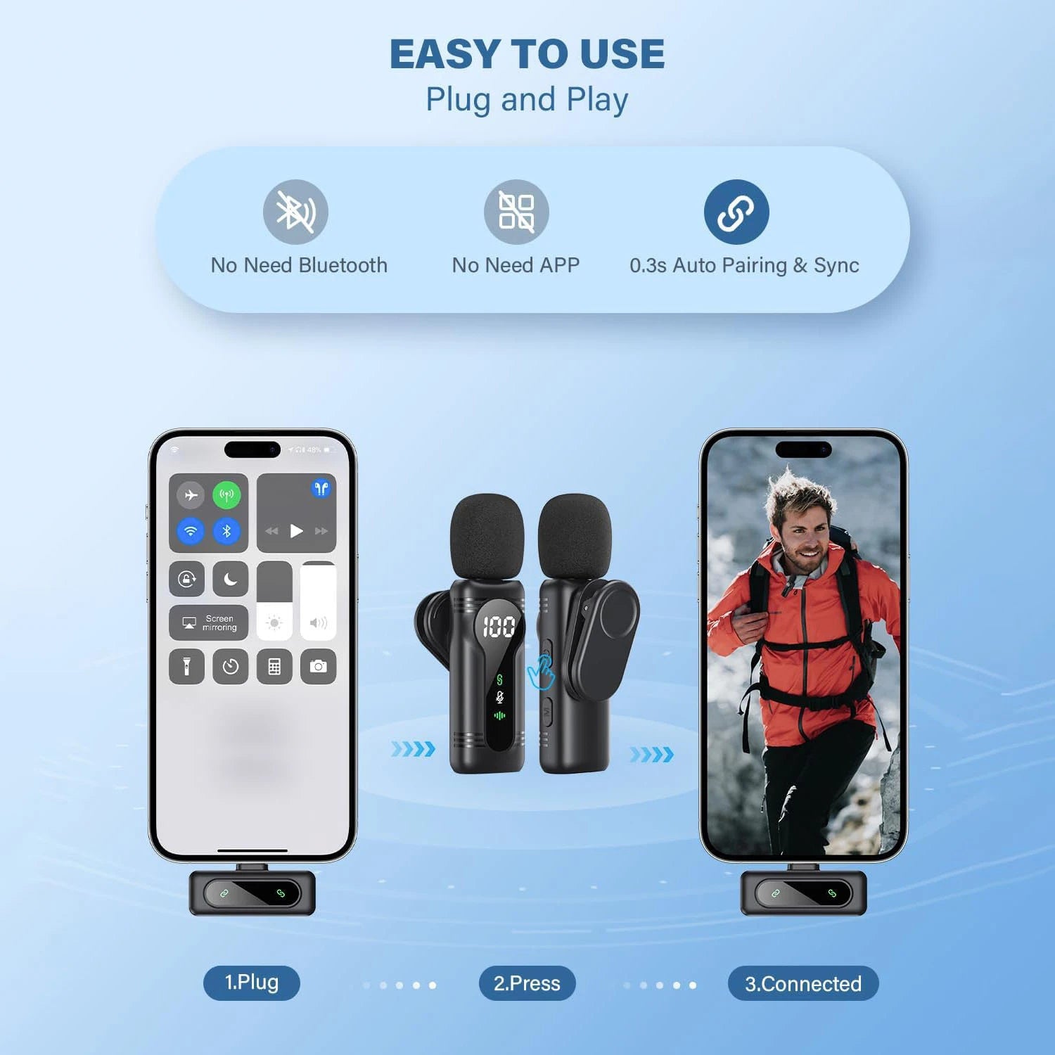 Lenovo Magnetic Noise Cancelling Wireless Microphone Portable with iPhone Android PC Must Have for Live Streaming Interviews