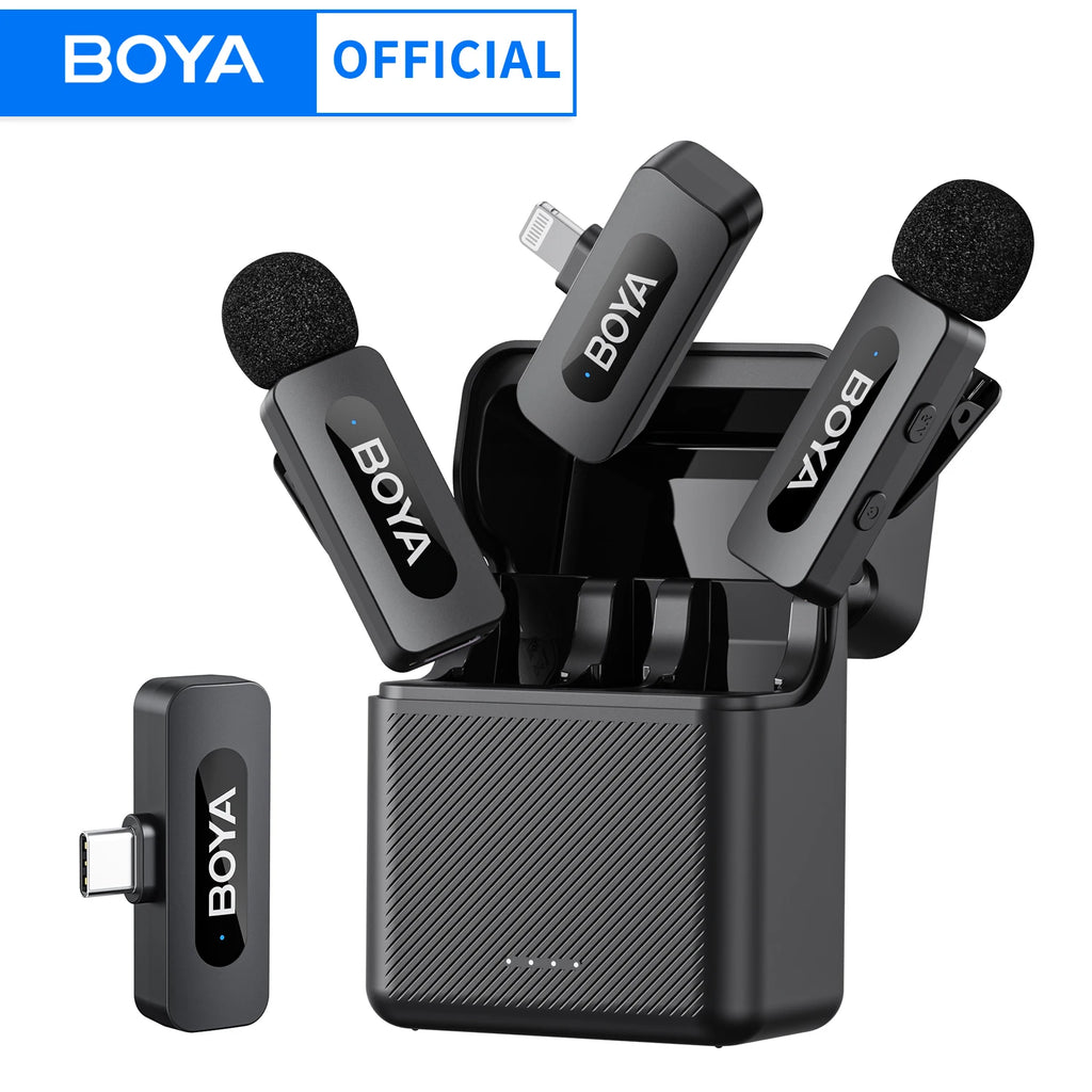 Micro cravate sans fil BOYA rechargeable avec réduction de bruit – compatible iPhone, Android et caméra