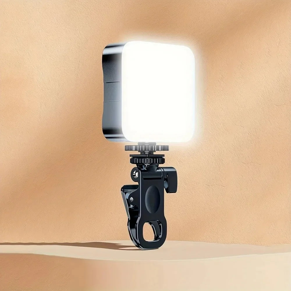 Mini lumière LED rechargeable pour selfie rotation 180° clip pour téléphone ordinateur et caméra photographie et vidéo