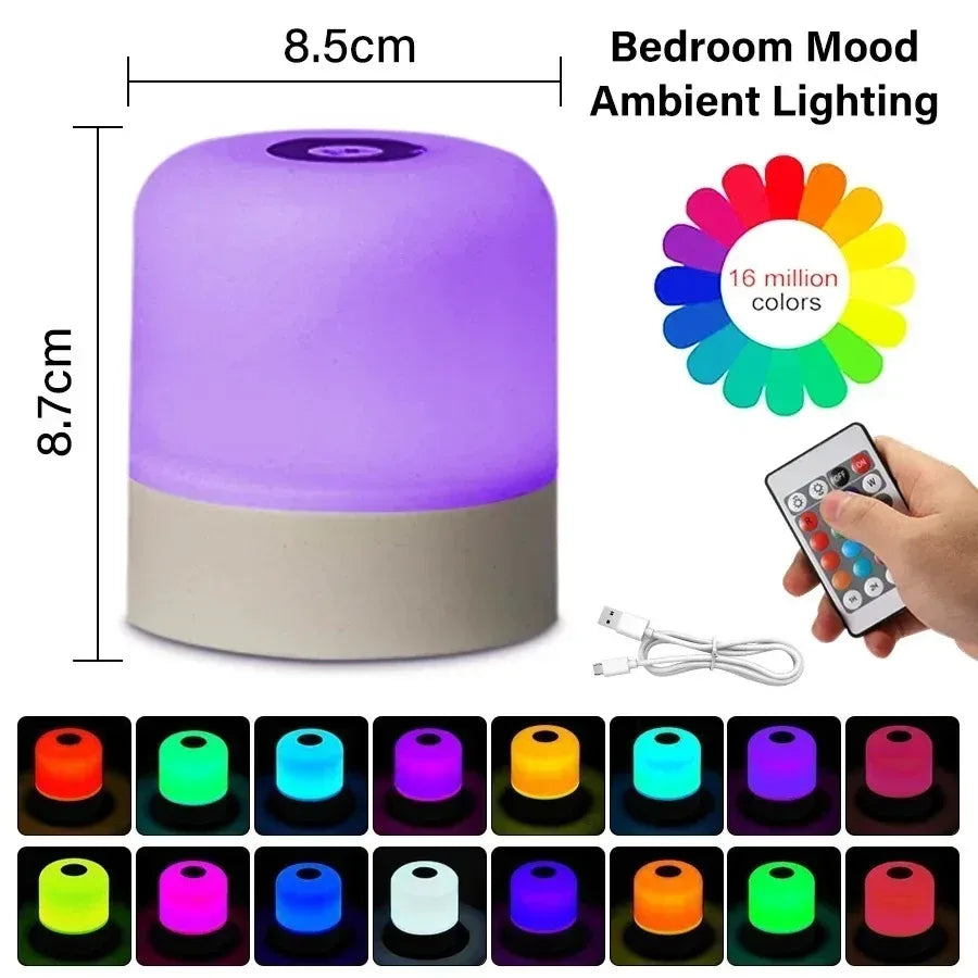 Lampe de table LED tactile GGbingo rechargeable avec télécommande RGB intensité réglable lumière d’ambiance chambre et salon