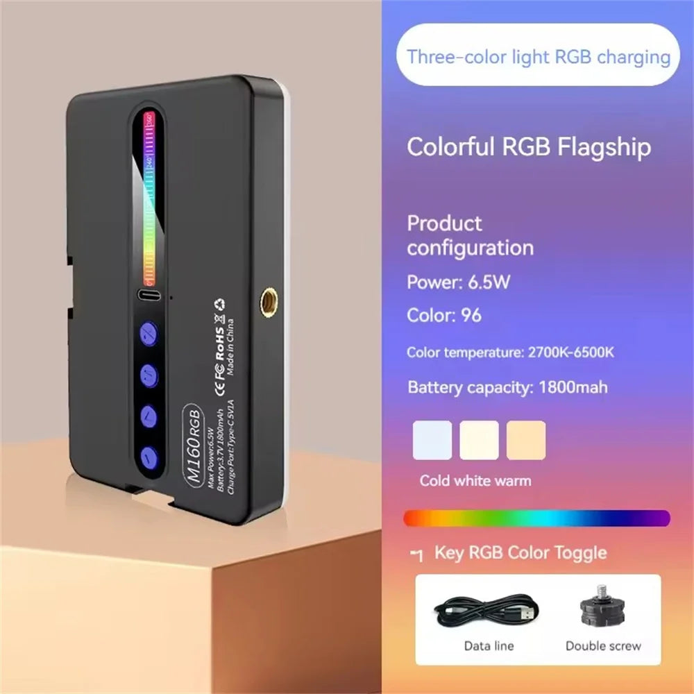 Lampe LED RGB BSLIUFANG portable 2025 pour vidéo et vlog éclairage studio pleine couleur intensité réglable photographie et streaming